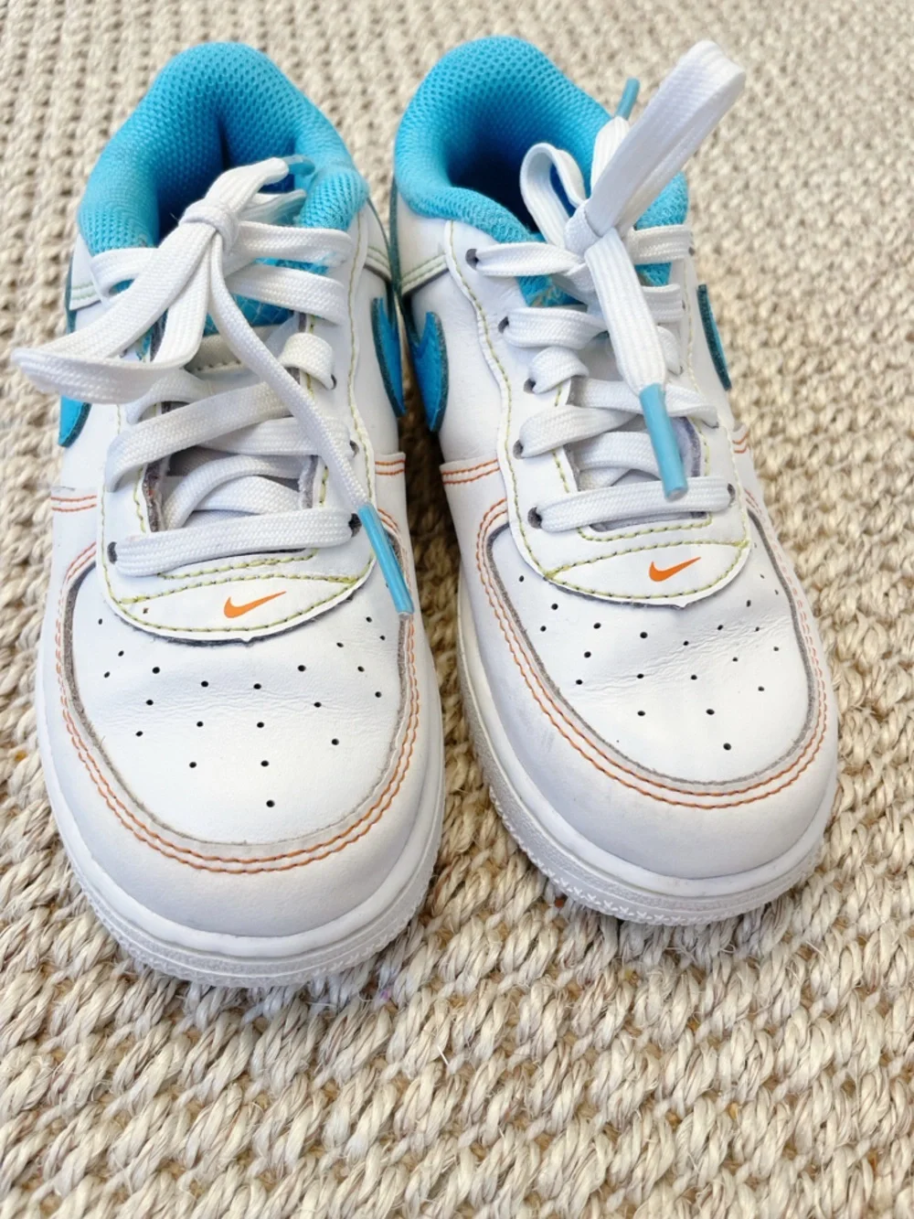 Toddler's Nike Force 1 LV8 White/Baltic Blue-Action Green (FJ4811 100) 10